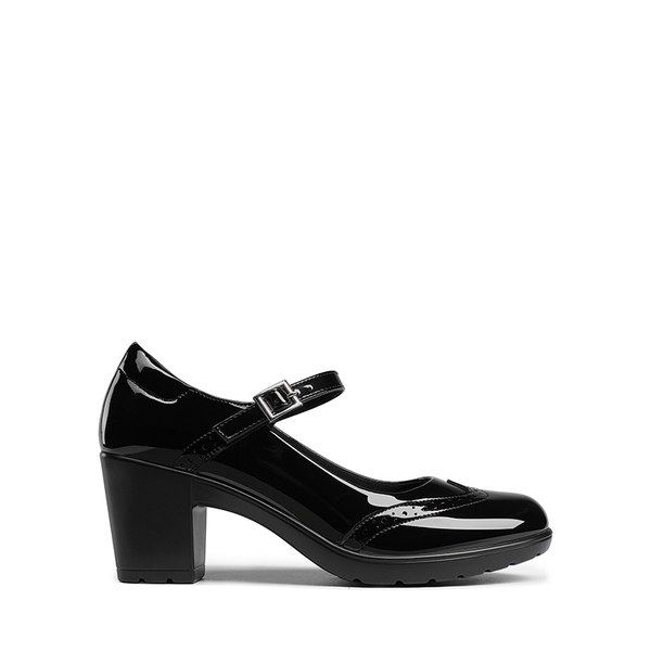  Mary Jane Chunky Heel Pumps - BLACK-PAT - 2