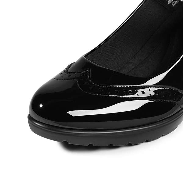  Mary Jane Chunky Heel Pumps - BLACK-PAT - 4