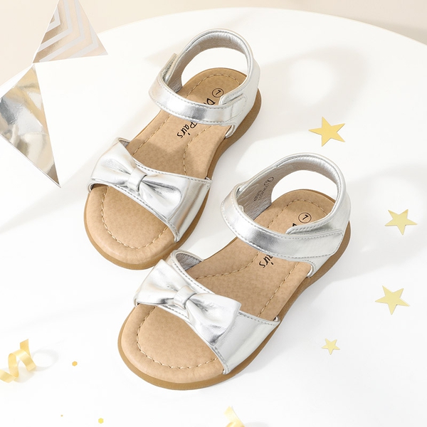 Toddler Girls' Summer Bow Sandals - SILVER - 4