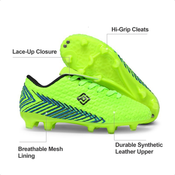 Boys And Girls Soccer Cleats - NEON GREEN BLACK - 4