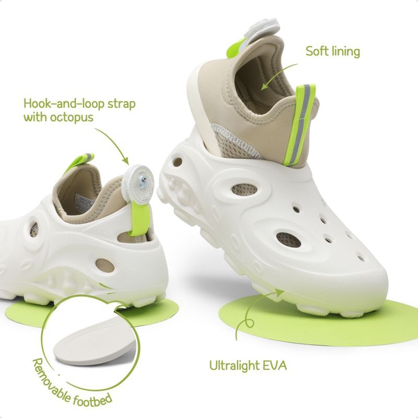 Kids 3 in 1 Lightweight Slip On Outdoor Shoes - WHITE - 4