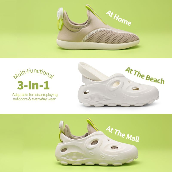 Kids 3 in 1 Lightweight Slip On Outdoor Shoes - WHITE - 2
