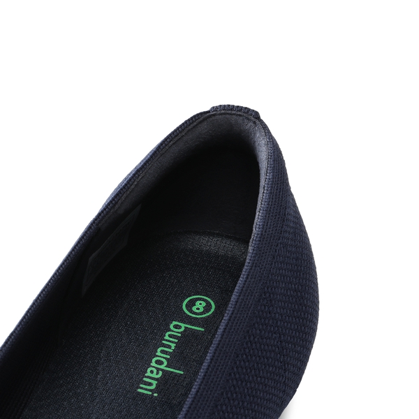 Pointed Toe Flats With Knitted Sunray Design   - NAVY - 4