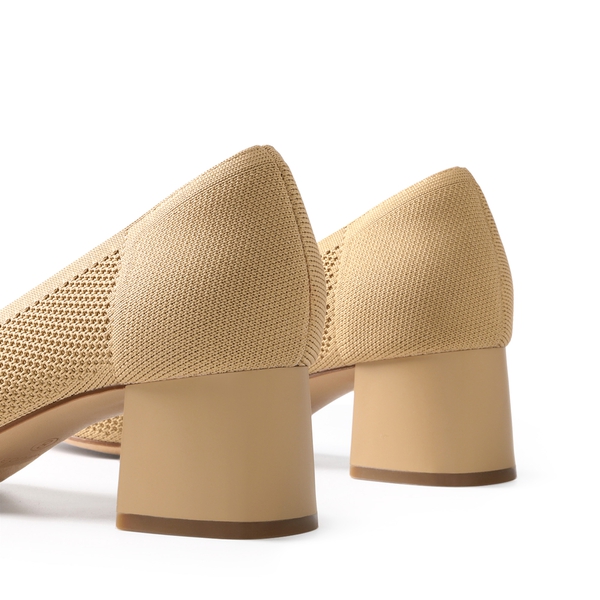  Sustainable Knit Block Heels - BEIGE - 4