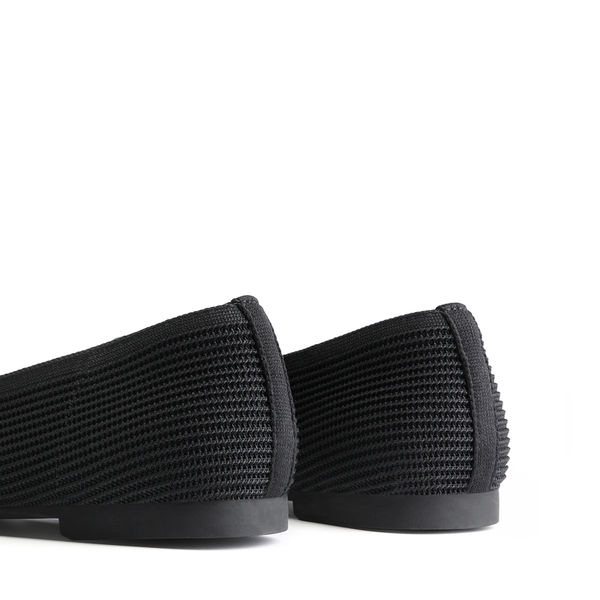  Elegant Square Toe Knit Bow Flats - BLACK - 6