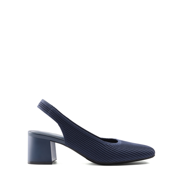 Minimalist Square-Toe Slingback Heels - NAVY - 4