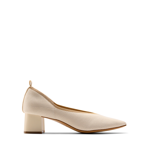 Comfy Chunky Heel Knit Pumps  - APRICOT - 4