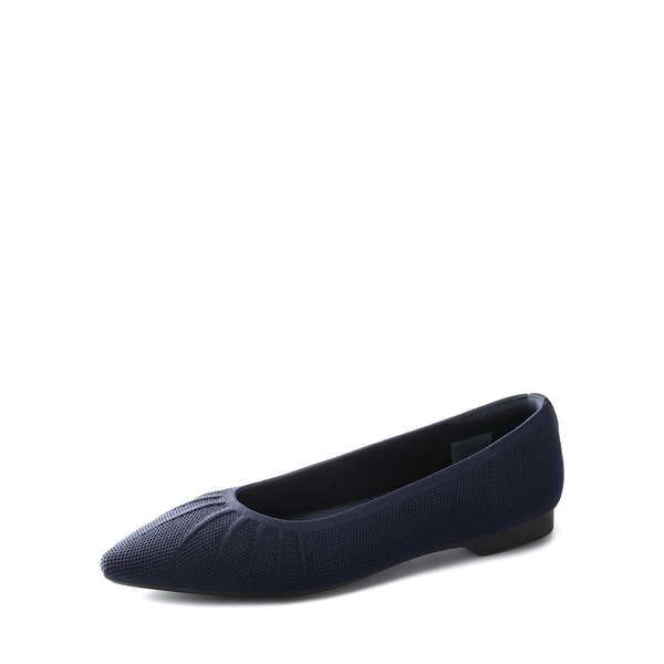 Pointed Toe Flats With Knitted Sunray Design   - NAVY -  0