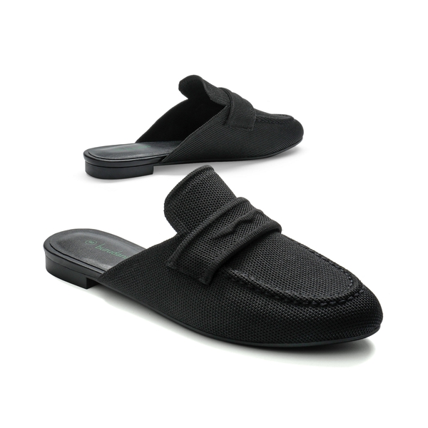 Casual Knitted Round Toe Mules - BLACK - 2