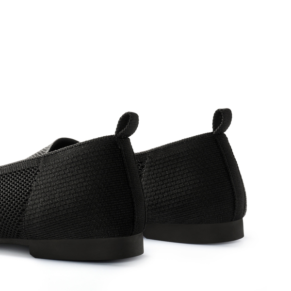 Pointed Toe Slip-On Knit Loafers  - BLACK - 6