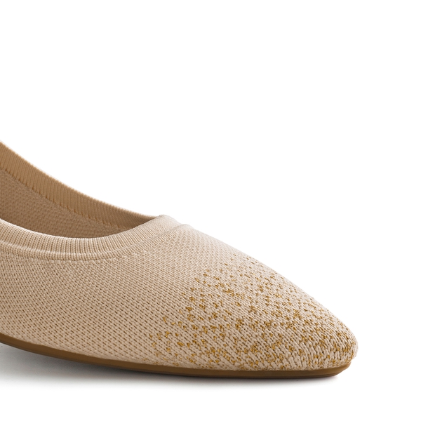  Lightweight Pointed Toe Sparkly Flats - APRICOT - 6