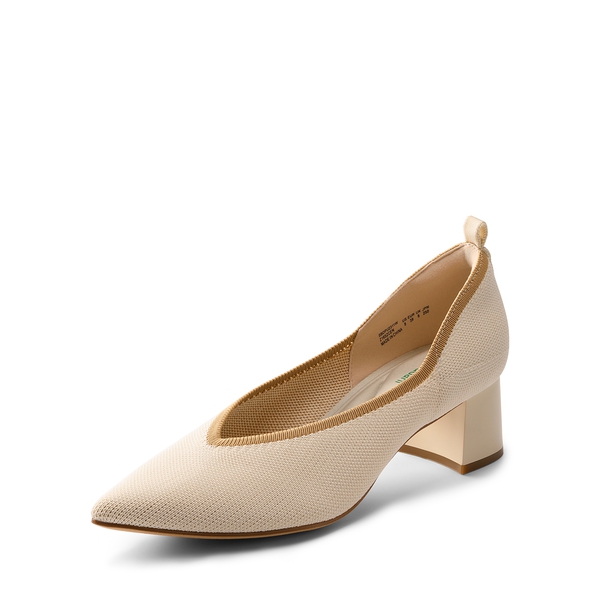 Comfy Chunky Heel Knit Pumps  - APRICOT -  0