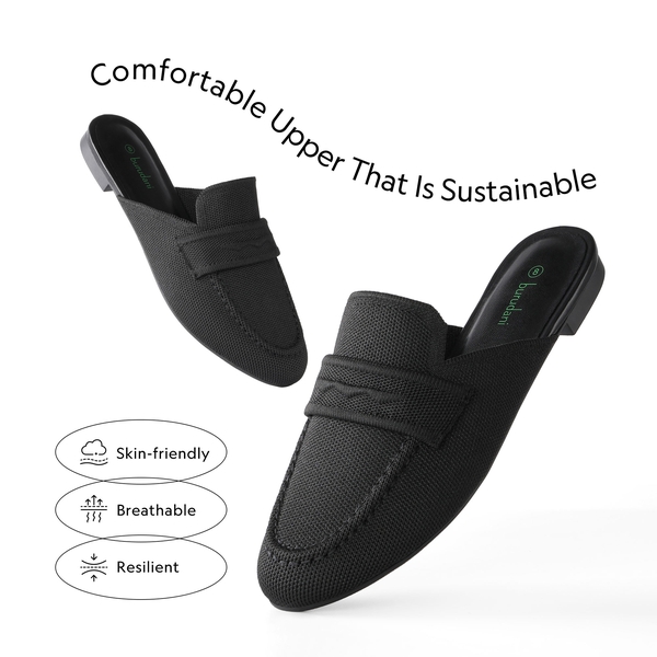 Casual Knitted Round Toe Mules - BLACK - 1