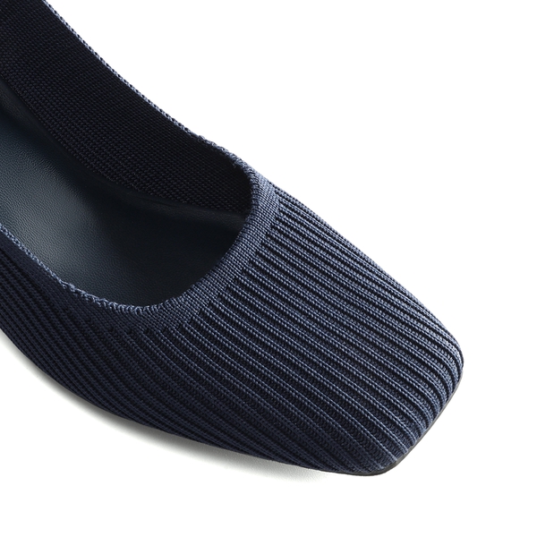 Minimalist Square-Toe Slingback Heels - NAVY - 3