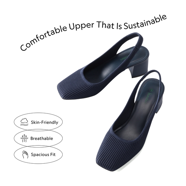 Minimalist Square-Toe Slingback Heels - NAVY - 1