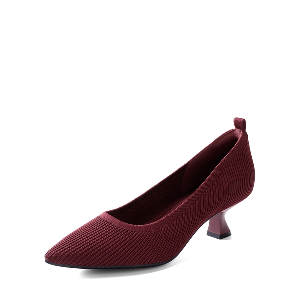 Comfortable Knitted Kitten Heels - BURGUNDY -  0