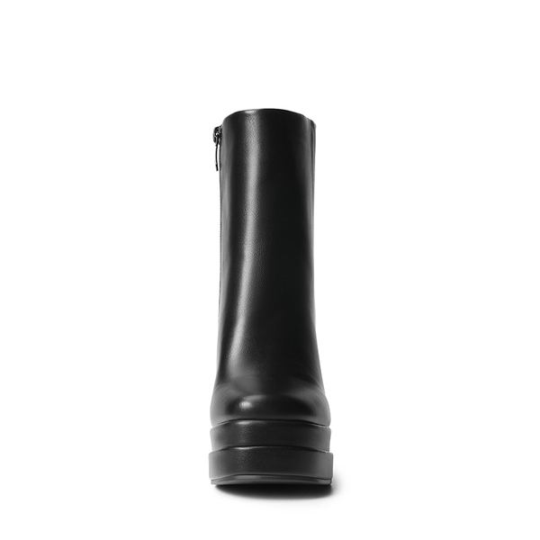 Square Toe Platform Ankle Boots - BLACK - 4