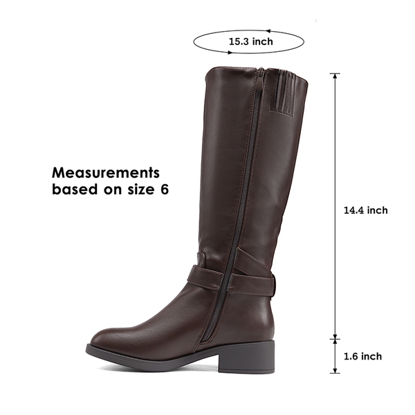 Side Zipper Knee High Riding Boots - BROWN - 6