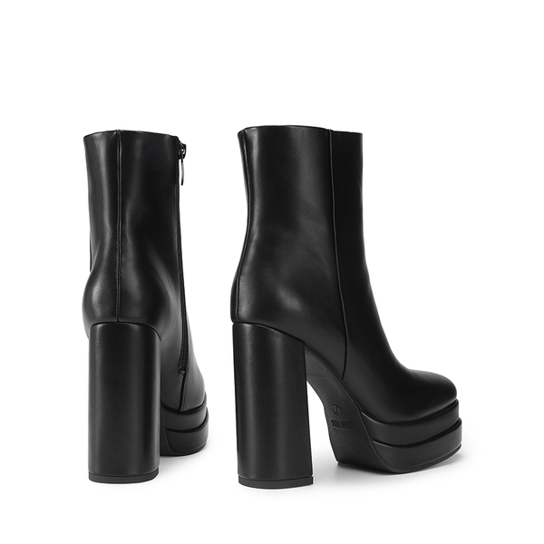 Square Toe Platform Ankle Boots - BLACK - 5