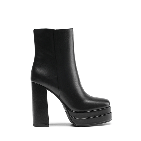 Square Toe Platform Ankle Boots - BLACK - 3