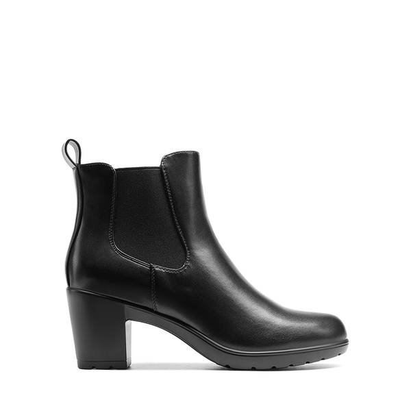 [Stand All Day Boots] Almond Toe Chunky Chelsea Boots - BLACK-PU - 3
