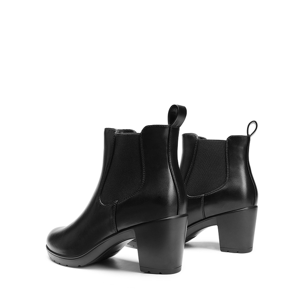 [Stand All Day Boots] Almond Toe Chunky Chelsea Boots - BLACK-PU - 5