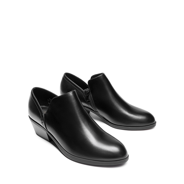 Side Zip Slip On Booties - BLACK-PU - 5