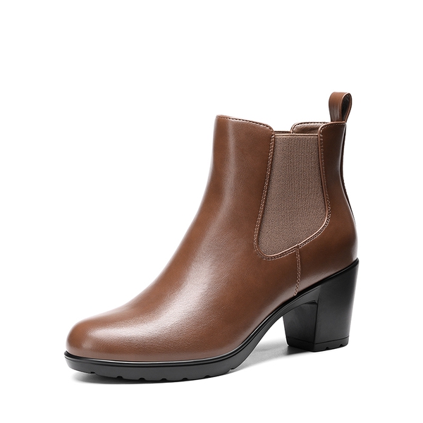 [Stand All Day Boots] Almond Toe Chunky Chelsea Boots - TAN-PU -  0