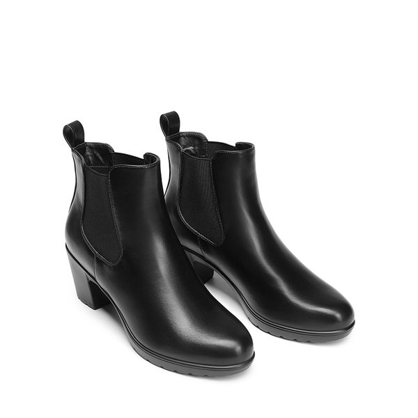 [Stand All Day Boots] Almond Toe Chunky Chelsea Boots - BLACK-PU - 4