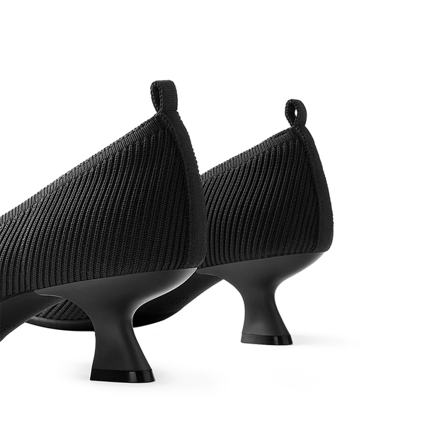 Comfortable Knitted Kitten Heels - BLACK - 5