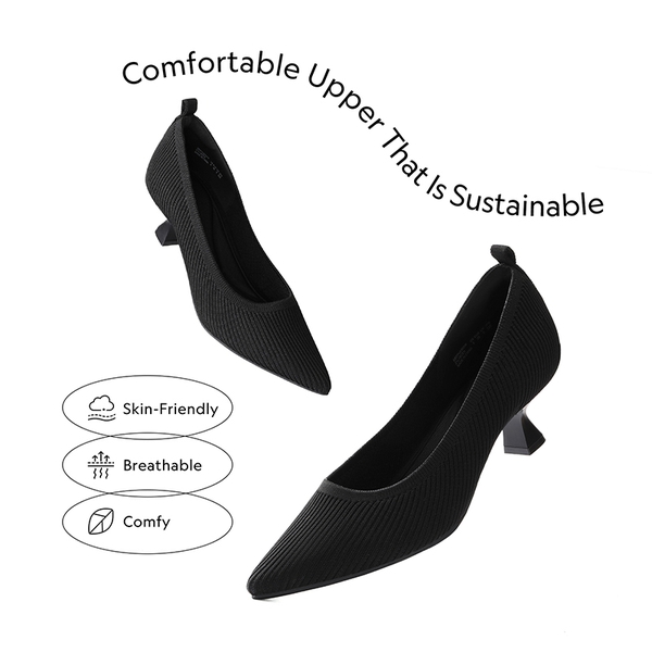 Comfortable Knitted Kitten Heels - BLACK - 3