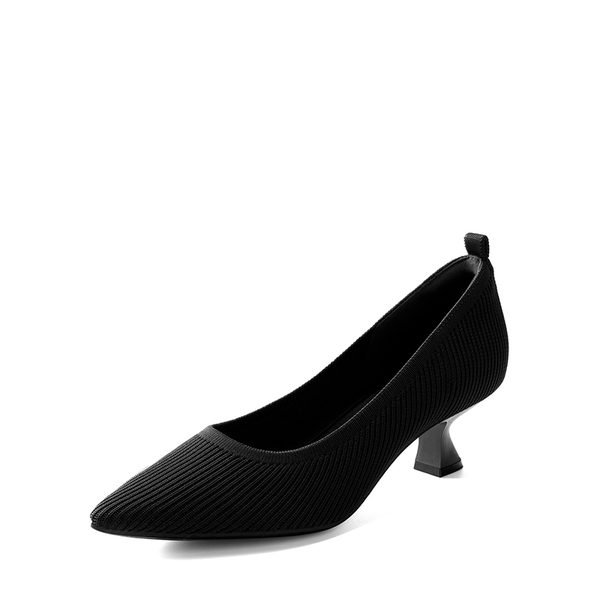 Comfortable Knitted Kitten Heels - BLACK -  0