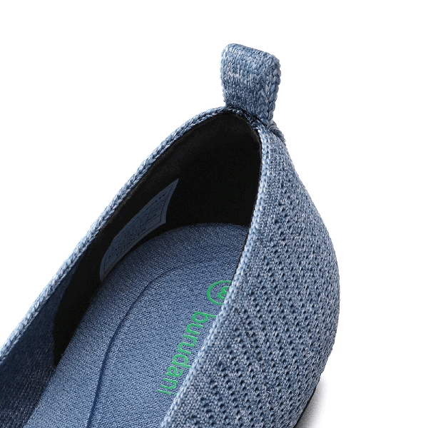 Women's Knitted Square Toe Flats  - DENIM BLUE - 4