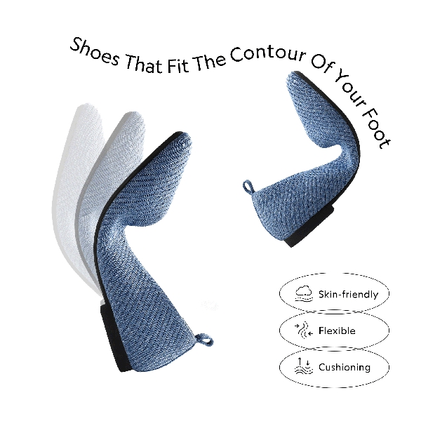 Women's Knitted Square Toe Flats  - DENIM BLUE - 3