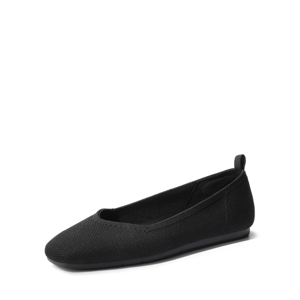 Water-Resistant Square-Toe Flats  - BLACK -  0
