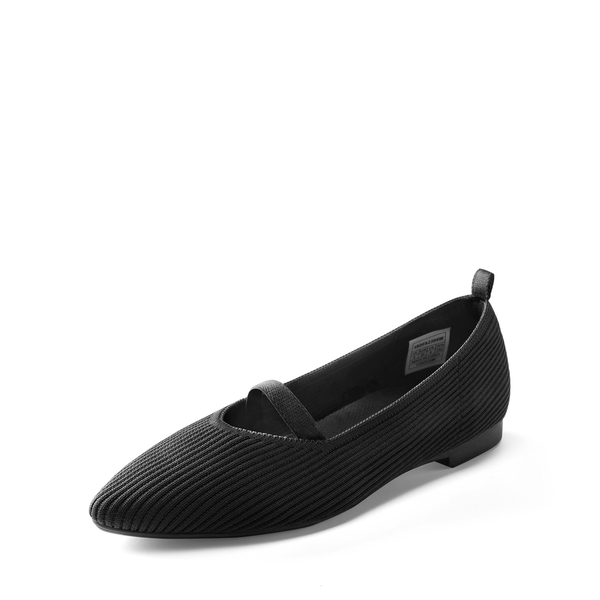 Non-Slip Pointed Toe Breathable Flats  - BLACK -  0