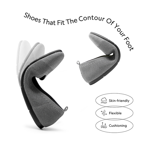 Breathable & Comfortable Square-Toe Flats  - GREY - 3