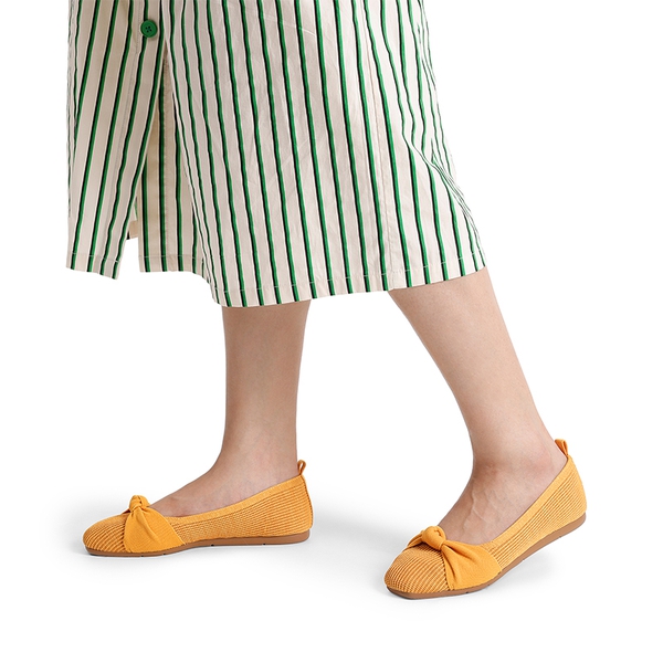 Machine Washable Knit Bow Flats - YELLOW - 1