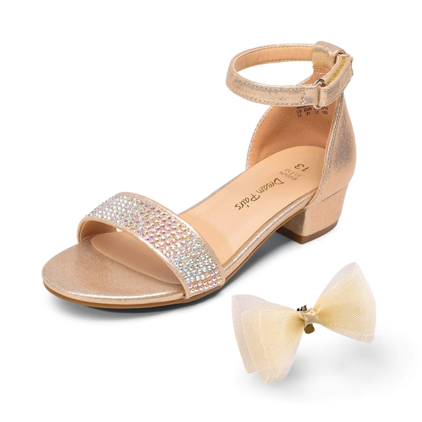 Girls Low Heel Dress Sandals - GOLD - 5