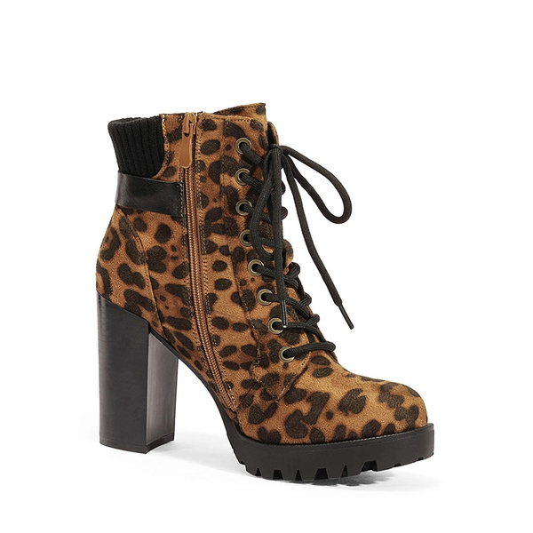 Chunky High Heel Ankle Boots - LEOPARD - 2
