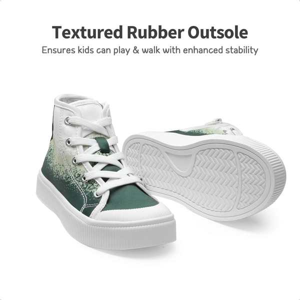 Kids Canvas High-Top Casual Sneakers - GREEN-WHITE - 2