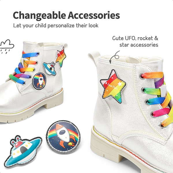 Kids Interchangeable & Colorful Combat Boots - WHITE - 2