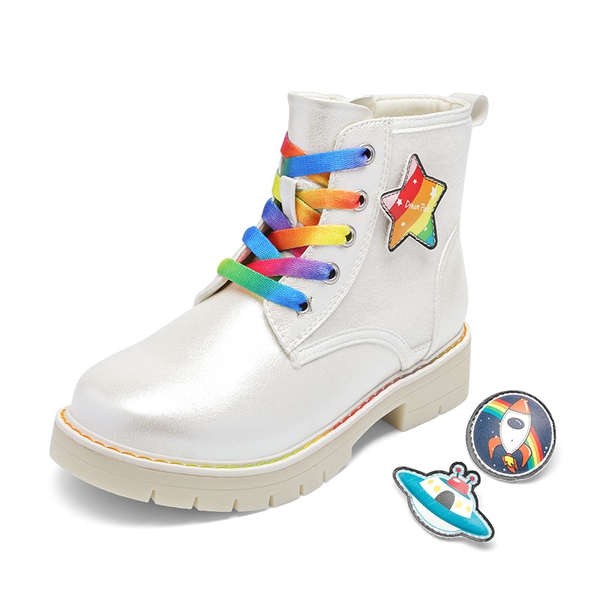 Kids Interchangeable & Colorful Combat Boots - WHITE -  0