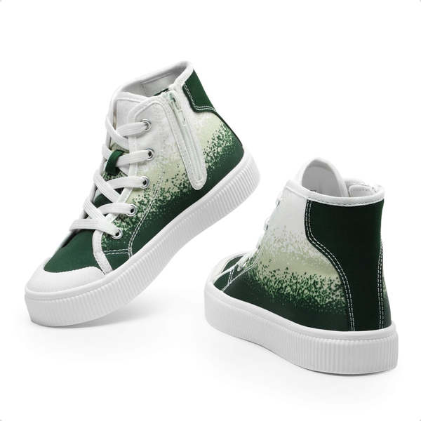 Kids Canvas High-Top Casual Sneakers - GREEN-WHITE - 1