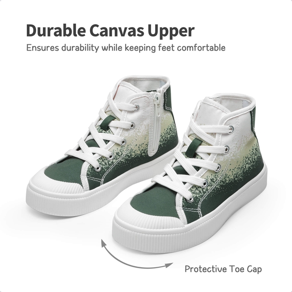 Kids Canvas High-Top Casual Sneakers - GREEN-WHITE - 3