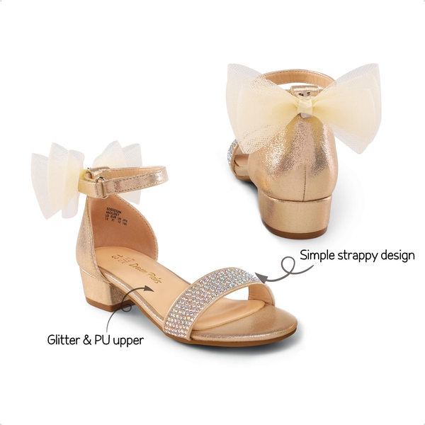 Girls Low Heel Dress Sandals - GOLD - 4