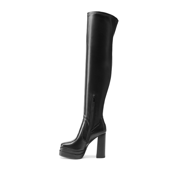 Chunky Platform Gogo Boots - BLACK - 6