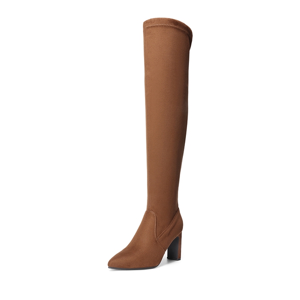 Stretch Thigh-High Boots - BROWN-SUEDE -  0