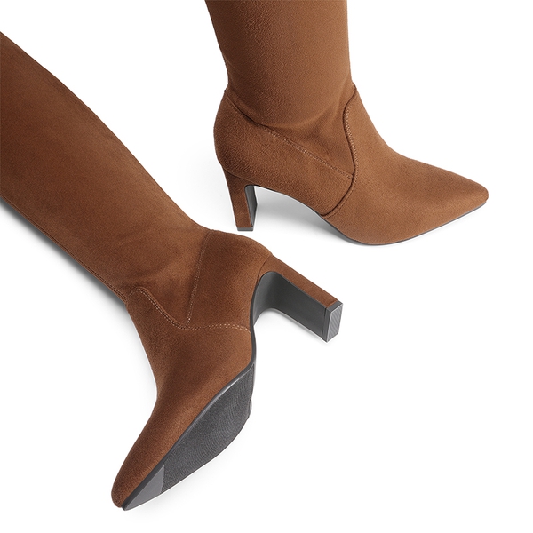 Stretch Thigh-High Boots - BROWN-SUEDE - 6