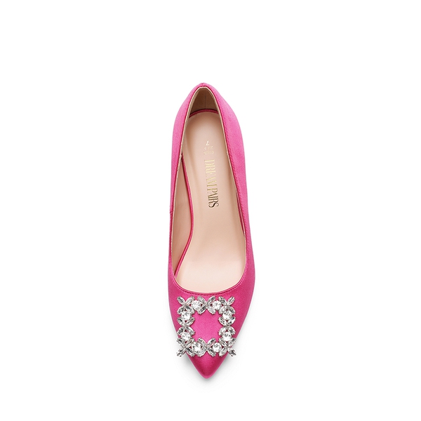 Rhinestone Stiletto Pointed Toe Pumps - ROSE RED-RHINESTONE - 4